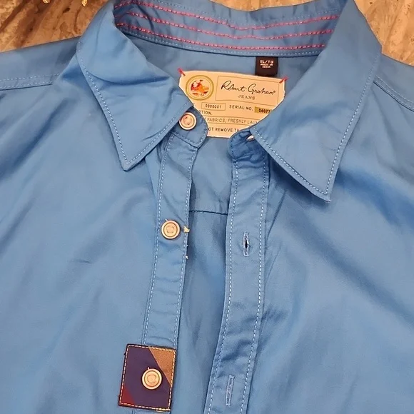 Robert Graham Vibrant Blue Casual Button Down Shirt XL - Picture 2 of 8